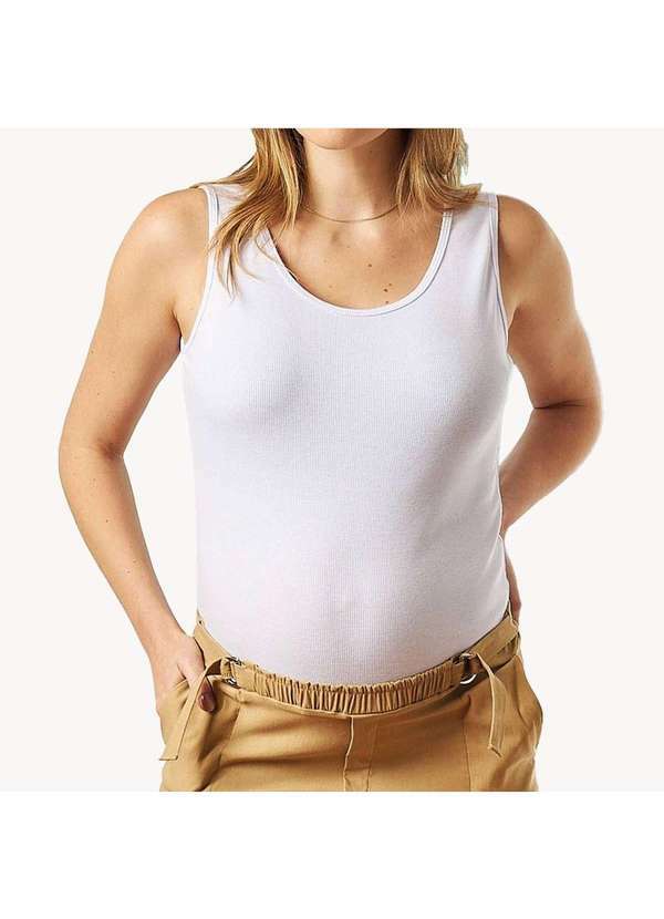 Simple Mama - Regata Gestante Ribana Basica Branco