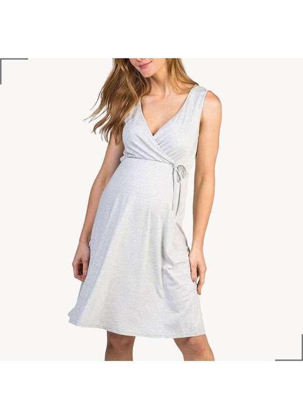 Simple Mama - Camisola Amamentacao Pratica com Transpasse Cinza