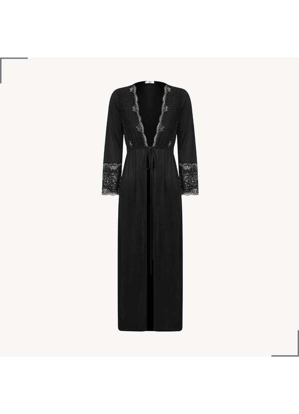 Simple Mama - Robe Maternidade Longo Renda Elegante Leve Preto