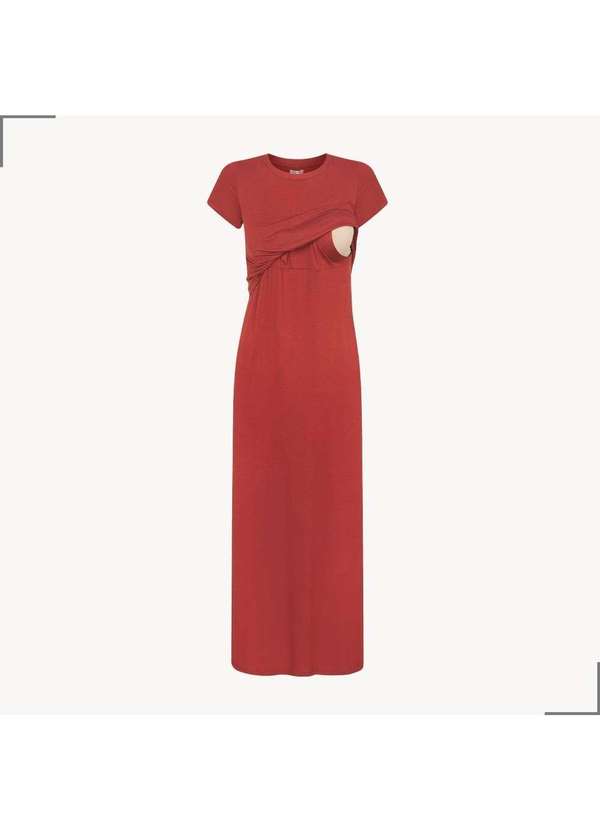 Simple Mama - Vestido Amamentacao Amarracao Frontal Pós Parto Longo Marrom 2