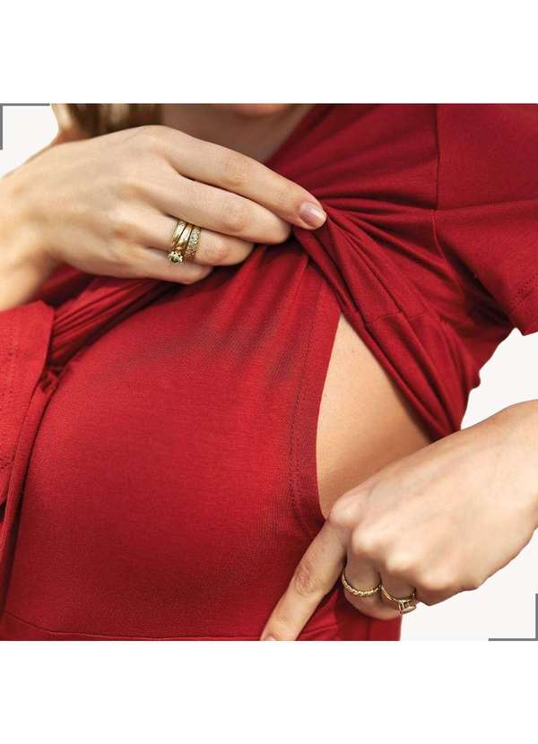 Simple Mama - Vestido Amamentacao Amarracao Frontal Pós Parto Longo Marrom 6