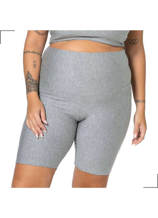 Simple Mama - Bermuda Gestante Cós Alto Flexibilidade Cós Inteligente Cinza