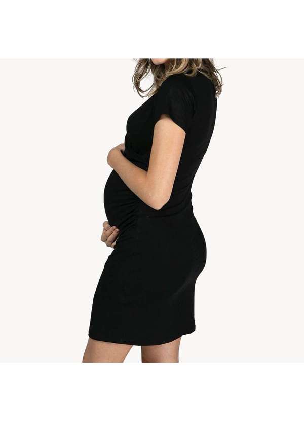 Simple Mama - Vestido Transpassado Gestante Amamentação Prático Preto 8