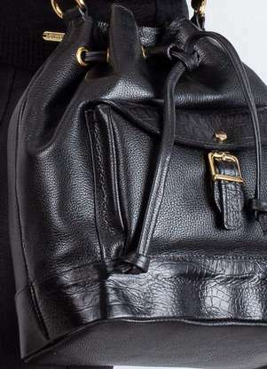Andrea Vinci - Bolsa Saco em Couro Liso Natasha Preto 1