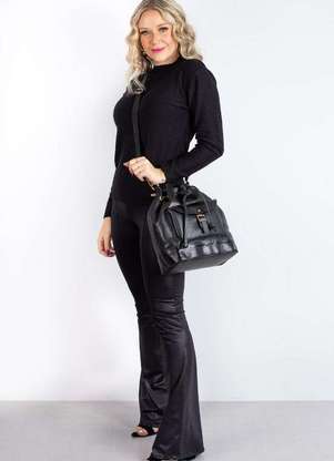 Andrea Vinci - Bolsa Saco em Couro Liso Natasha Preto 7