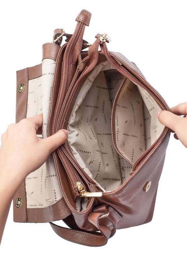 Bolsa Tiracolo de Couro Liso com Tampa Rose Whisky Enluaze