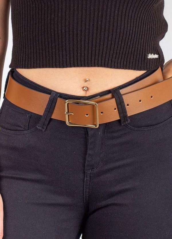 Andrea Vinci - Cinto Feminino Largo de Couro Maya Whisky