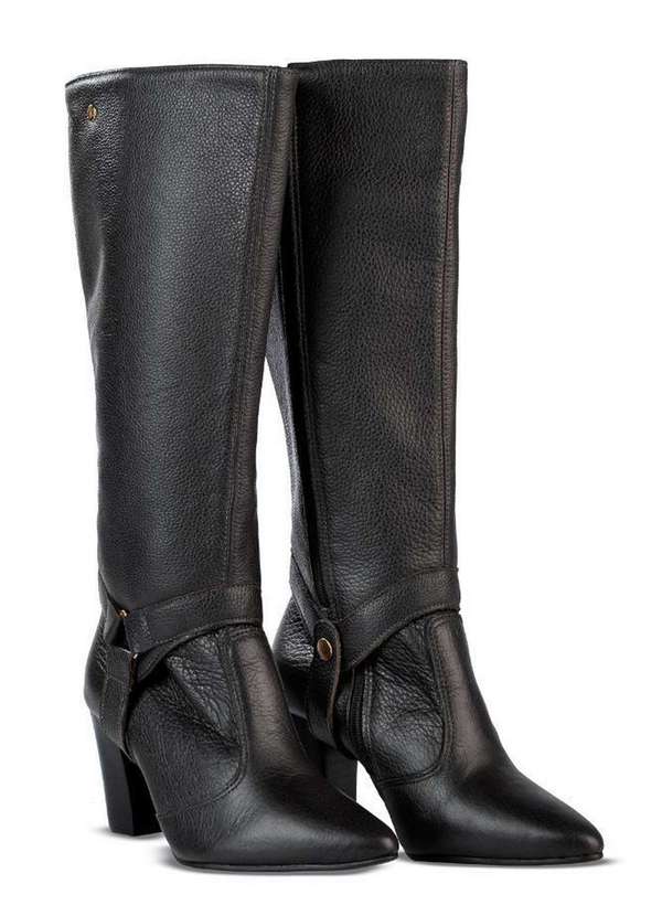 Andrea Vinci - Bota de Couro 2 em 1 Salto Grosso 052 Preto