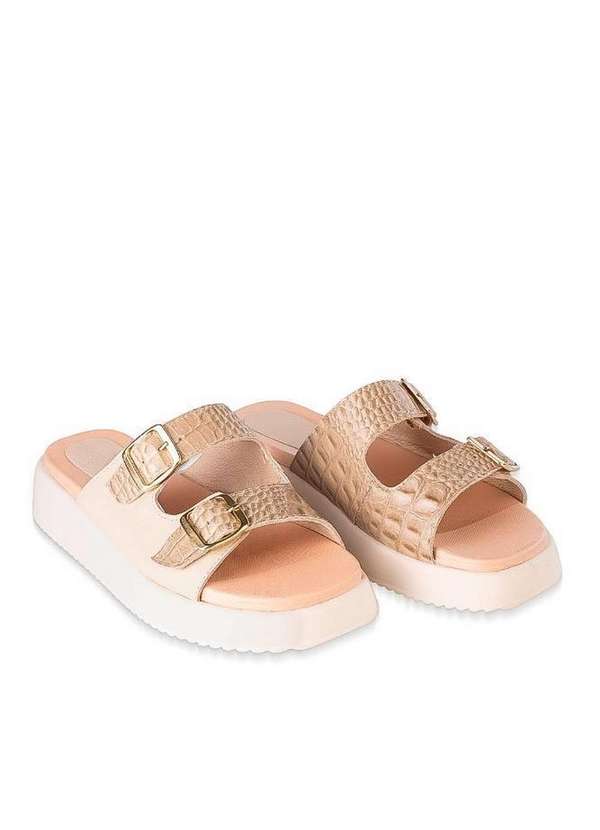 Andrea Vinci - Papete Feminina de Couro Fivelas com Regulagem Duna Marfim