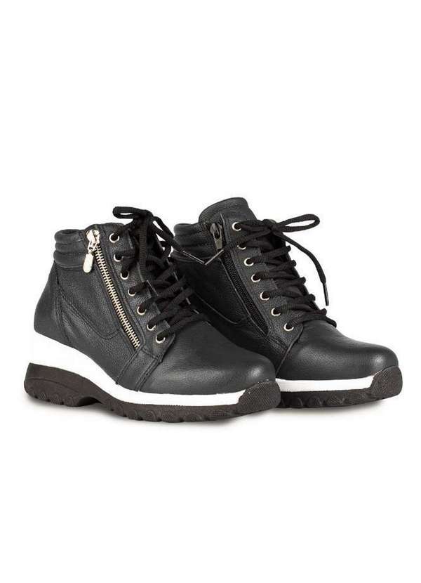 Andrea Vinci Tênis Botinha de Couro Feminina 090 Preto