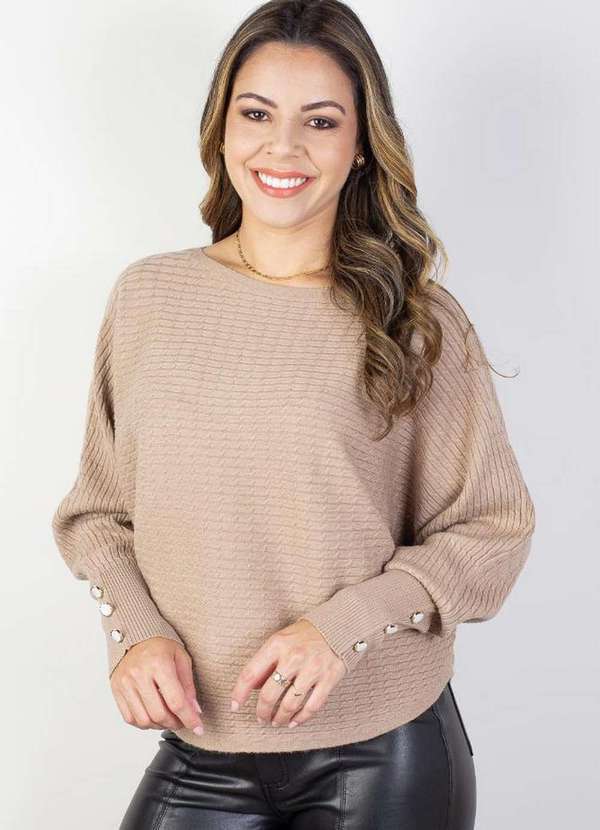 Fluffy - Blusa Feminina Ponchinho 81196 Bege