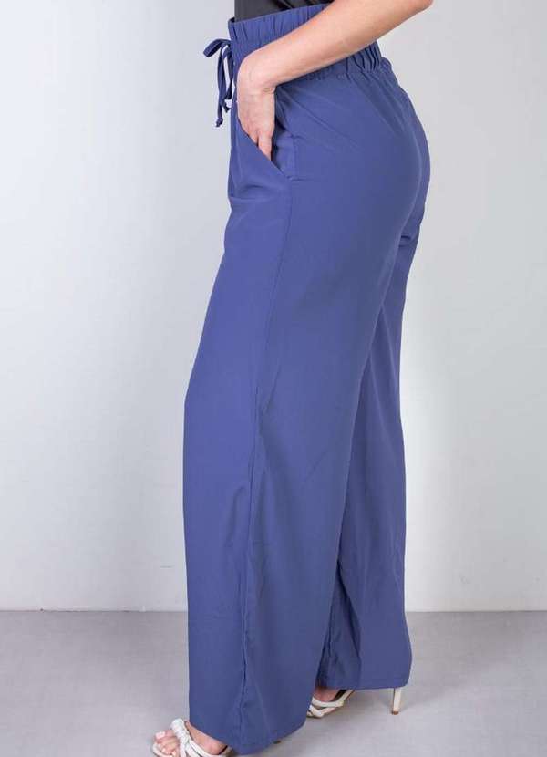 Fluffy - Calça Feminina Pantalona com Elástico 51129 Azul 2