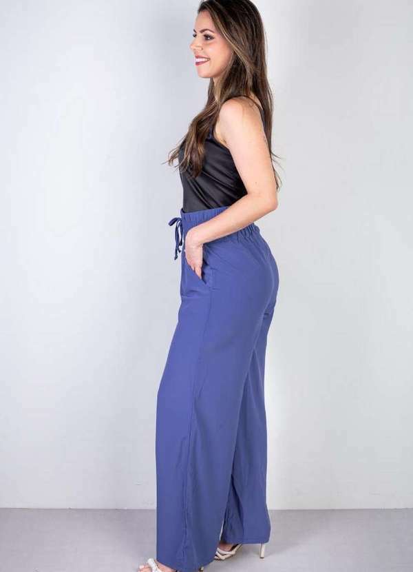 Fluffy - Calça Feminina Pantalona com Elástico 51129 Azul 5