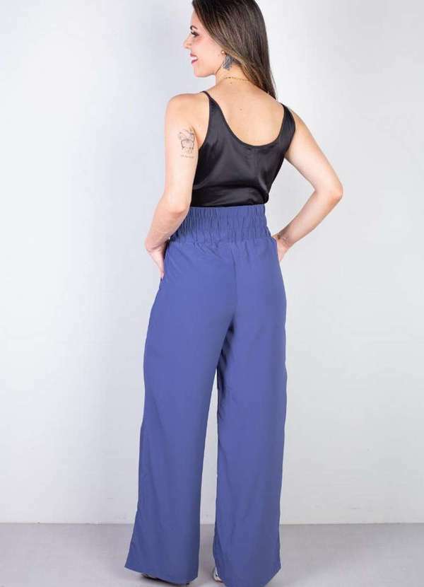 Fluffy - Calça Feminina Pantalona com Elástico 51129 Azul 6