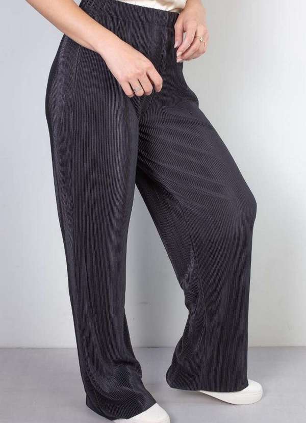 Fluffy - Calça Feminina Pantalona Plissada 51074 Preto 2