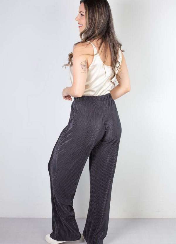 Fluffy - Calça Feminina Pantalona Plissada 51074 Preto 6