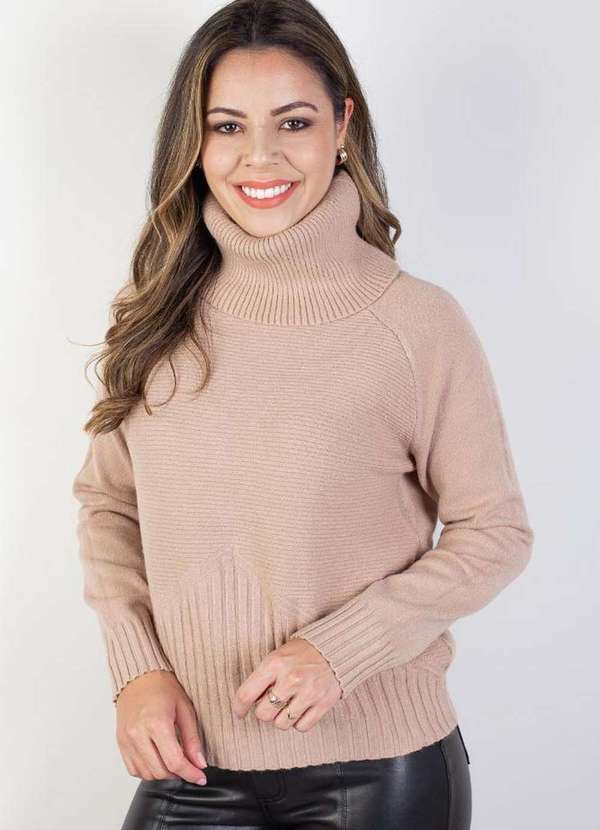 Fluffy - Blusa Feminina Gola Boba 81148 Bege