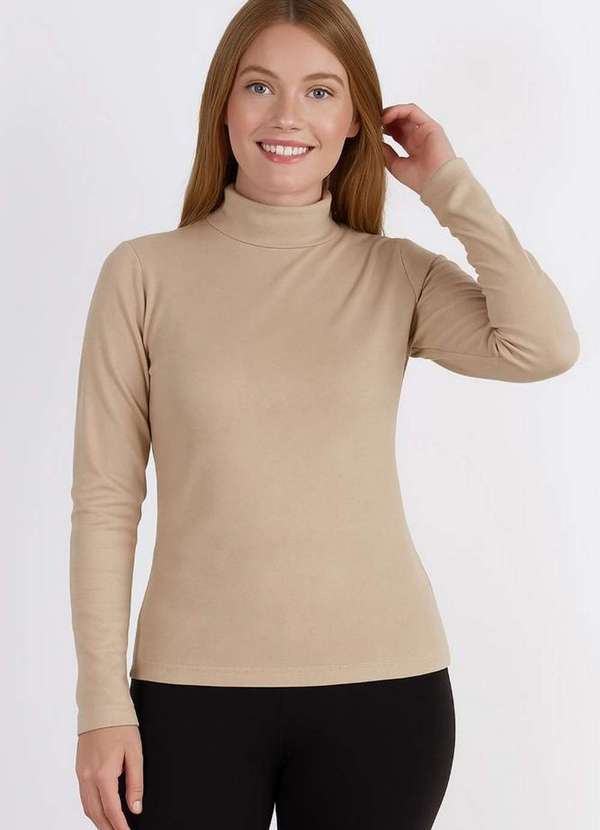 Fluffy - Blusa Térmica Segunda Pele Gola Rolê 87356 Bege