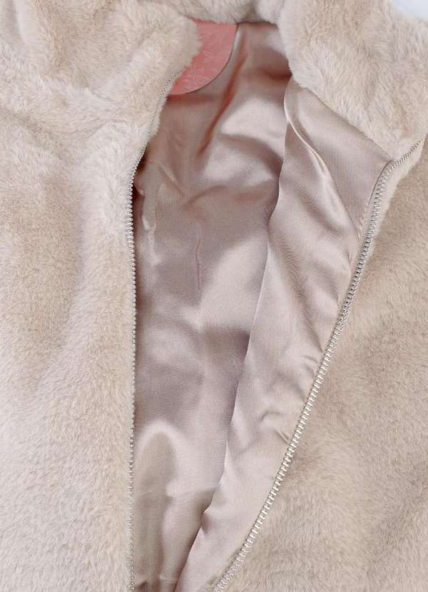 Fluffy - Jaqueta Fur Feminina Forrada com Bolsos 70832 Bege 8