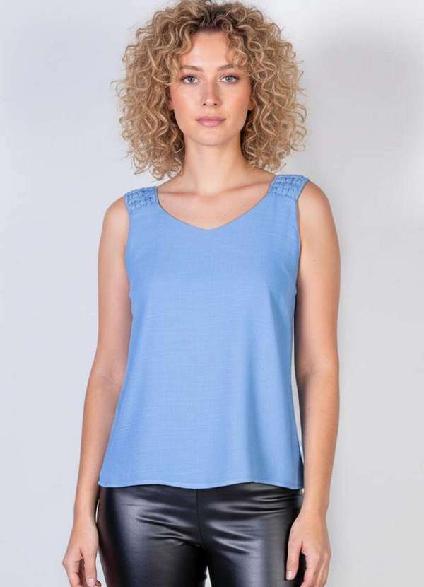 Fluffy - Regata Feminina Viscose com Detalhe na Alça 51636 Azul