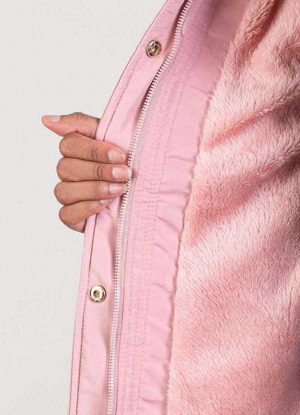 Fluffy - Parka Feminina Forrada com Capuz 80105 Rosa 2