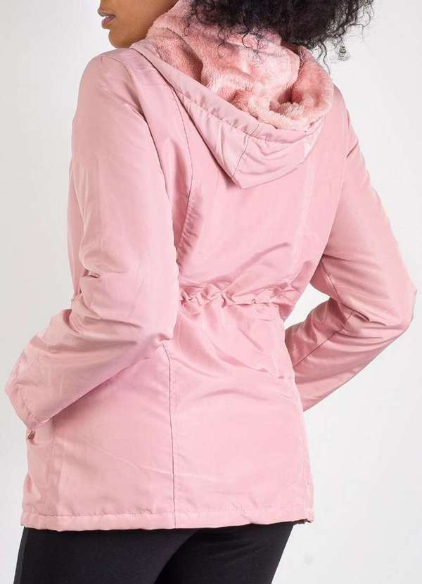 Fluffy - Parka Feminina Forrada com Capuz 80105 Rosa 3