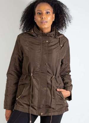 Parka Feminina Forrada com Capuz 80105 Verde Militar Enluaze