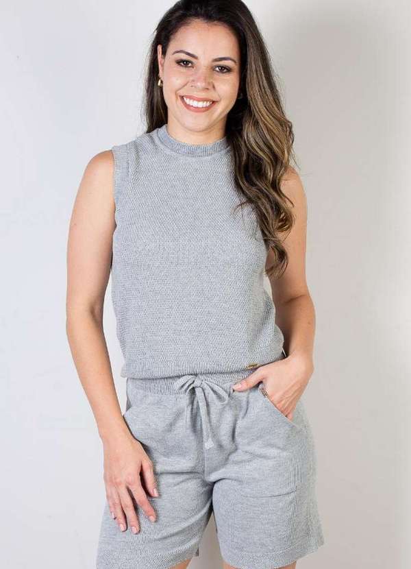 Domizia - Conjunto de Malha Colete e Short 61578 Cinza