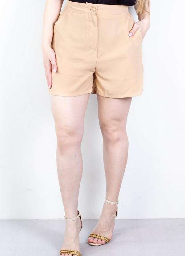 Fluffy - Short Feminino Alfaiataria com Bolsos 64098 Bege