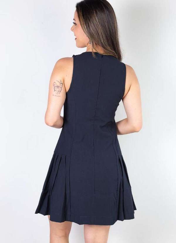 Fluffy - Vestido Curto Godê Regata com Pregas 51054 Preto 4