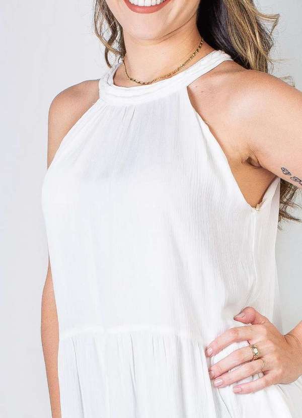 Fluffy - Vestido Feminino Midi Decote Halter 70968 Off White 3