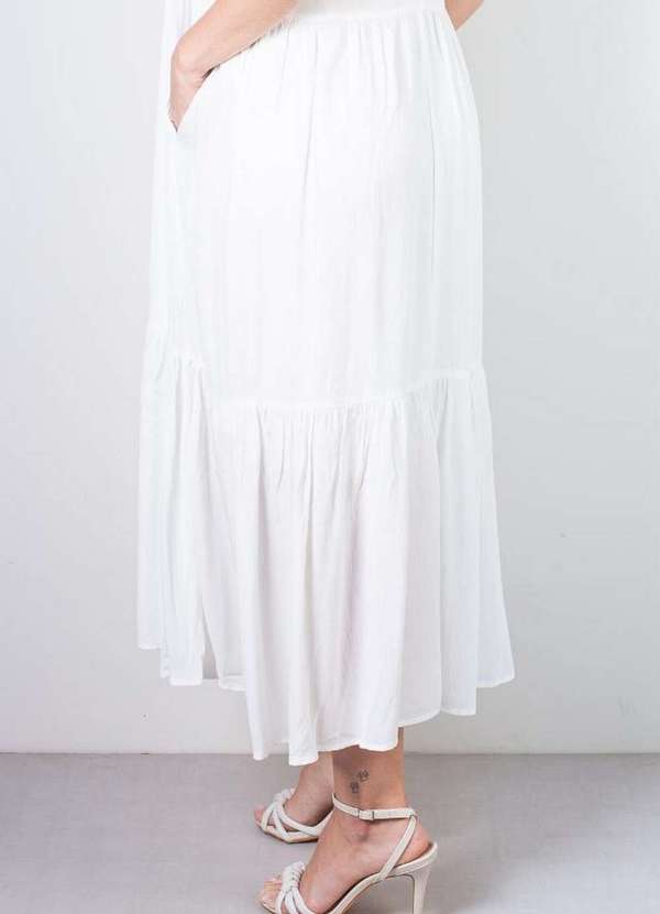 Fluffy - Vestido Feminino Midi Decote Halter 70968 Off White 5
