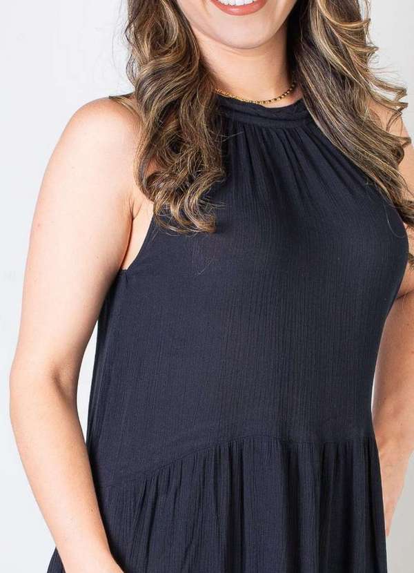 Fluffy - Vestido Feminino Midi Decote Halter 70968 Preto 3