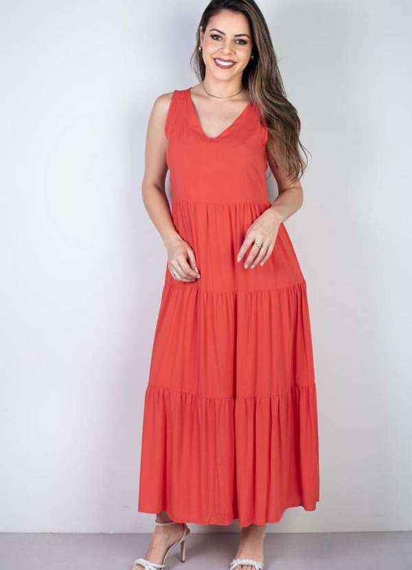 Fluffy - Vestido Midi Regata Babados 51290 Coral