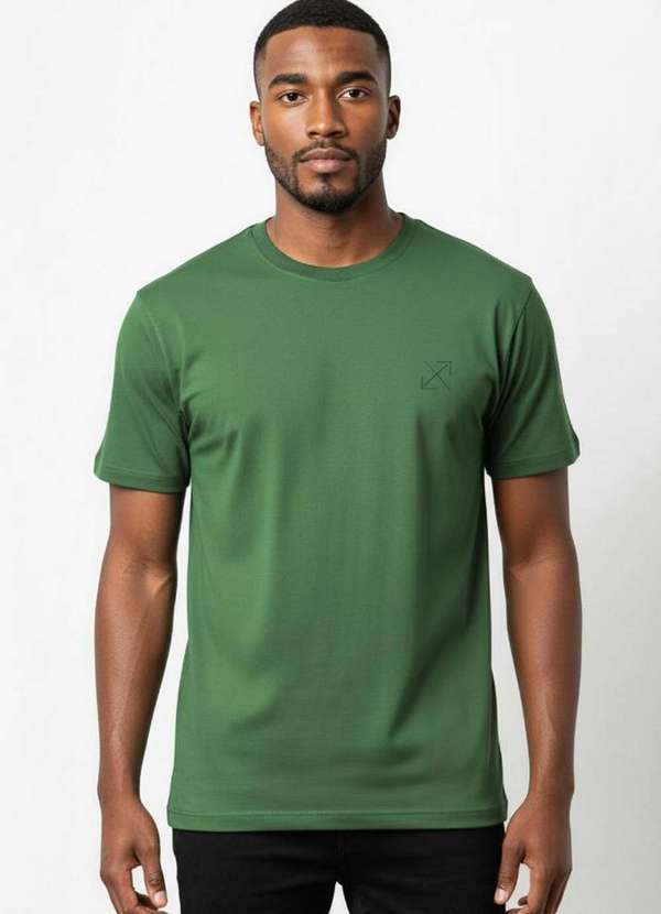 Kloze - Camiseta Lisa Masculina Reta Manga Curta com Elastano 59016 Verde
