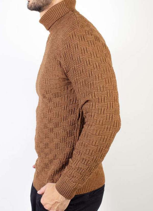 Éramuz - Blusa de Malha Masculina Básica Gola Alta 50608 Caramelo 2