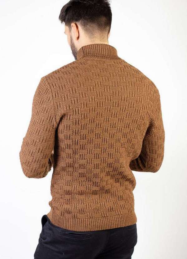 Éramuz - Blusa de Malha Masculina Básica Gola Alta 50608 Caramelo 3