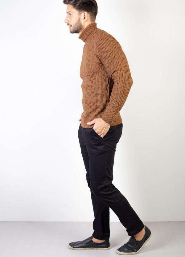 Éramuz - Blusa de Malha Masculina Básica Gola Alta 50608 Caramelo 5