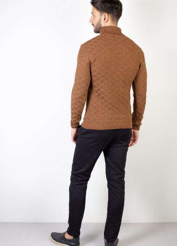 Éramuz - Blusa de Malha Masculina Básica Gola Alta 50608 Caramelo 6