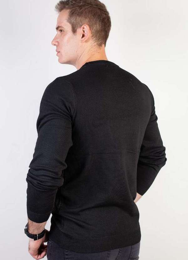 Kloze - Blusa de Malha Masculina Gola Redonda 90184 Preto 3