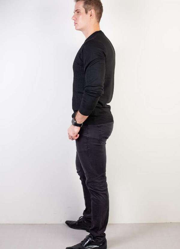 Kloze - Blusa de Malha Masculina Gola Redonda 90184 Preto 5