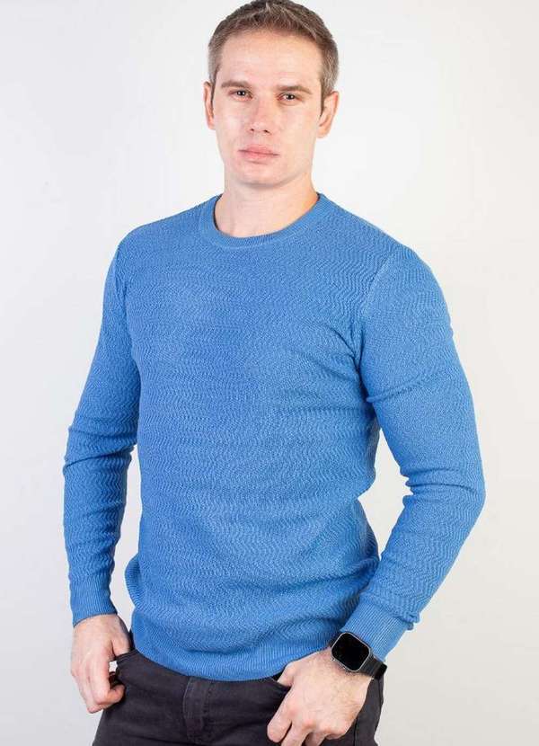 Kloze - Blusa Suéter Masculina Gola Redonda 90217 Azul