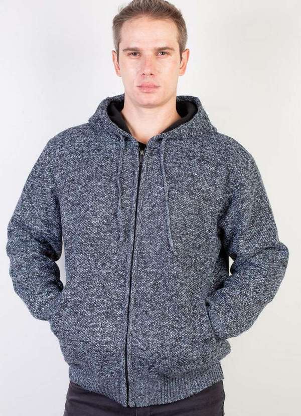 Kloze - Jaqueta de Malha Térmica Masculina com Capuz 90149 Chumbo