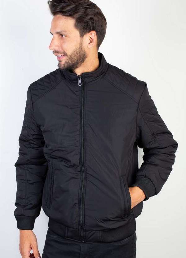Jaqueta Masculina de Nylon Impermeável 94267 Preto Enluaze