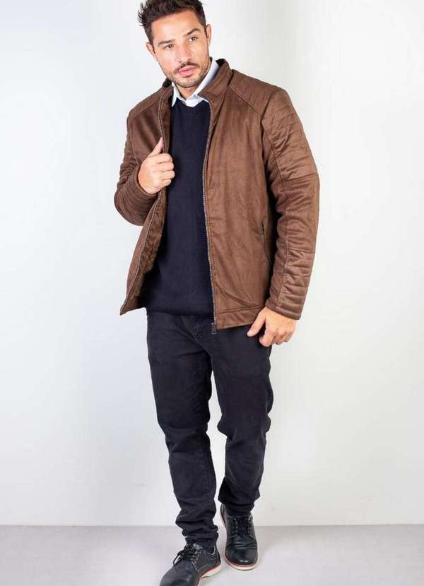 Kloze Jaqueta Suede Masculina Forrada 94125 Marrom