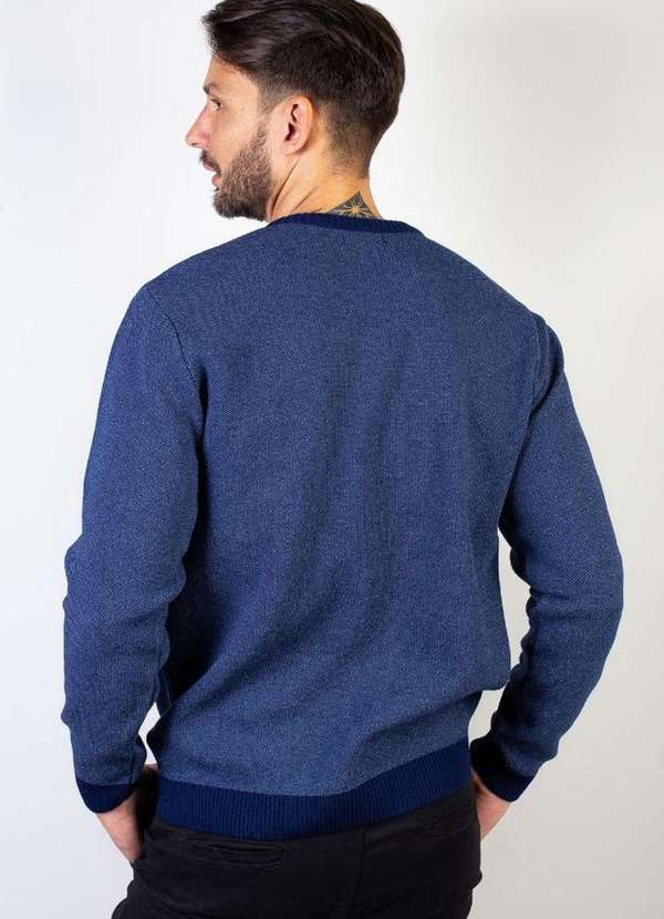 Éramuz - Suéter de Malha Masculino Bordado Escrita 50599 Azul Marinho 5
