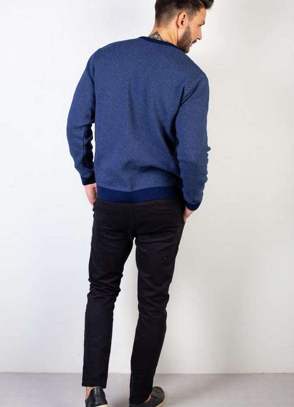 Éramuz - Suéter de Malha Masculino Bordado Escrita 50599 Azul Marinho 2