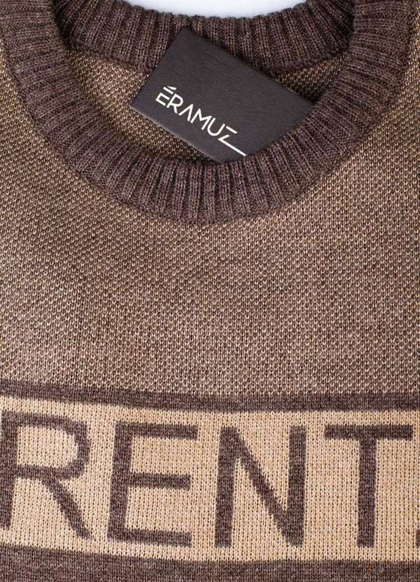 Éramuz - Suéter de Malha Masculino Bordado Escrita 50599 Marrom Claro 8