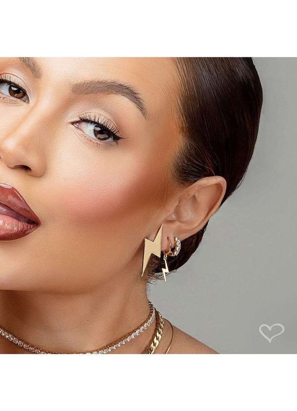 Piuka - Brinco Argolinha Mini Raio Folheado a Ouro 18k Dourado 3