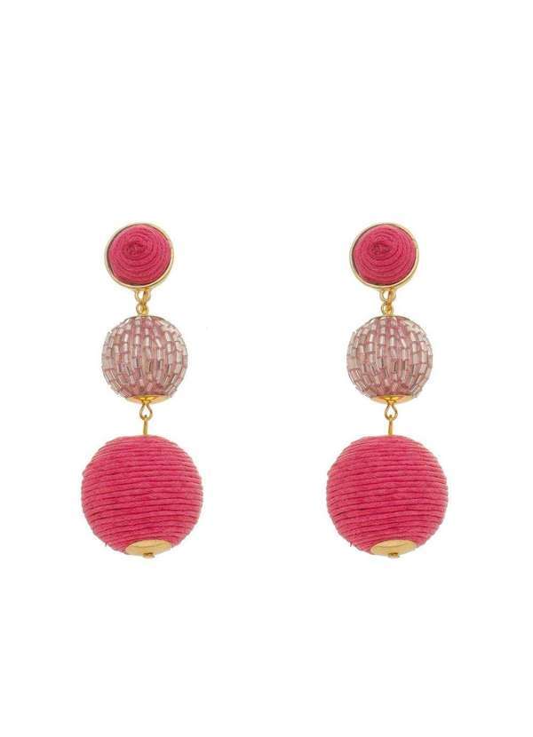 Piuka - Brinco Bolas Fio Pink Maria Rita Dourado